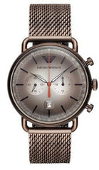 Armani Men Watch Emporio Bracelet Mesh Aviator Chronograph Dial Grey For Brown