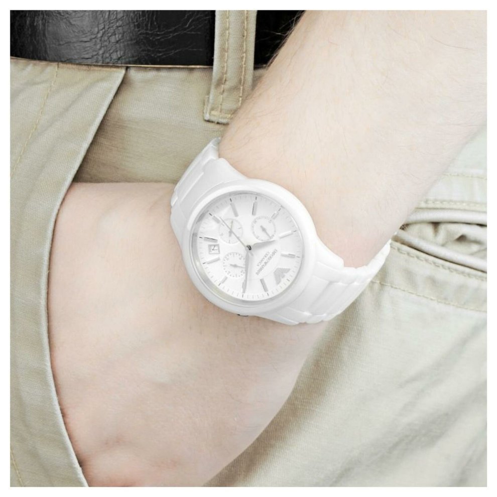 Mens white armani watch Clearance