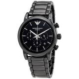 Emporio Armani Ceramica Chronograph  Black Dial Black Strap Watch For Men - AR1452