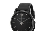 Emporio Armani Classic Black Dial Black Leather Strap Watch For Men - AR1732