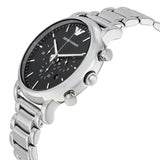 Emporio Armani Chronograph Black Dial Silver Steel Strap Watch For Men - AR1853