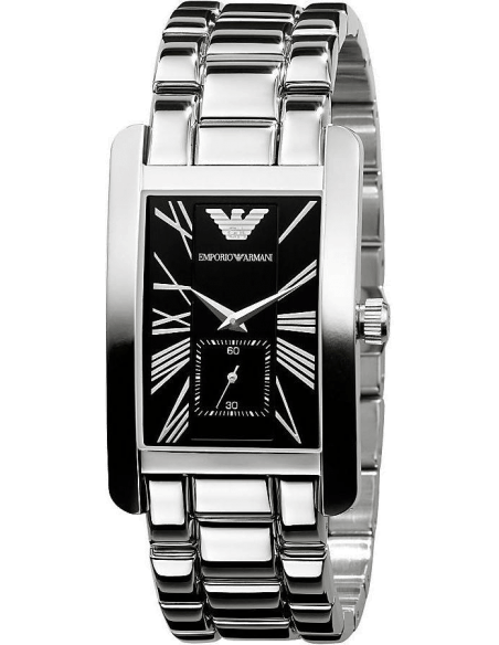 Emporio Armani Classic Black Dial Silver Stainless Steel Strap