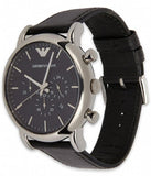 Emporio Armani Luigi Chronograph Black Dial Black Leather Watch For Men - AR1828