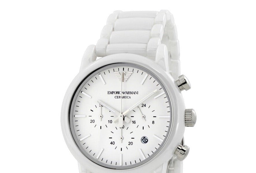 Mens white armani watch Clearance