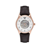 Emporio Armani Meccanico White Dial Brown Leather Strap Watch For Men - AR1920