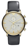 Emporio Armani Gianni Beige Dial Grey Leather Strap Watch For Men - AR0386