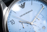 Emporio Armani Chronograph Blue Dial Blue Leather Strap Watch For Men - AR1889