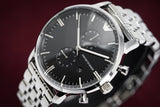 Emporio Armani Chronograph Black Dial Silver Steel Strap Watch For Men - AR0389