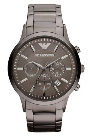 Emporio Armani Classic Chronograph Grey Dial Grey Steel Strap Watch For Men - AR2454