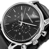 Emporio Armani Luigi Chronograph Black Dial Black Leather Watch For Men - AR1828