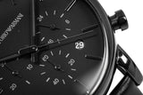 Emporio Armani Luigi Chronograph Black Dial Black Leather Strap Watch For Men - AR1737