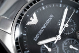 Emporio Armani Sportivo Chronograph Black Dial Silver Stainless Steel Watch For Men - AR0585