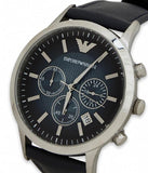 Emporio Armani Classic Chronograph Blue Dial Blue Leather Strap Watch For Men - AR2473