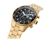 Emporio Armani Chronograph Black Dial Gold Steel Strap Watch For Men - AR5857