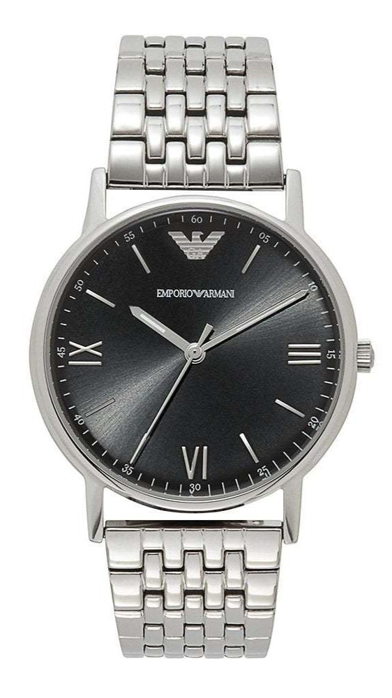Emporio Armani Mens 43 mm Black Dial Leather Chronograph
