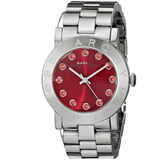 Marc Jacobs Amy Red Dial Silver Stainless Steel Strap Watch for Women - MBM3335