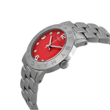 Marc Jacobs Amy Red Dial Silver Stainless Steel Strap Watch for Women - MBM3333