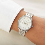 Fossil Tailor White Dial Silver Steel Strap Watch for Women - ES4262