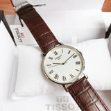 Tissot T Classic Everytime White Dial Brown Leather Strap Watch For Men - T109.410.16.033.00