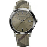 Burberry The City Nova Beige Dial Textured Leather Strap Watch for Women - BU9023
