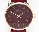 Marc Jacobs Baker Maroon Dial Maroon Leather Strap Watch for Women - MBM1271