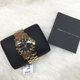 Marc Jacobs Amy Black Dial Gold Stainless Steel Strap Watch for Women - MBM3336