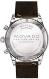 Movado Heritage 29mm Chronograph Blue Dial Brown Leather Strap Watch For Men - 3650061