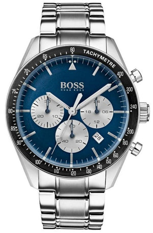 Hugo Boss Chronograph Blue Dial Silver Steel Strap Watch for Men - 1513630