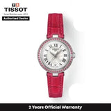 Tissot Bellissima Small Lady Crystals Mother of Pearl Dial Red Leather Strap Watch For Women - T126.010.66.113.00