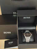 Hugo Boss Jet Black Dial Silver Steel Strap Watch for Men - 1513383