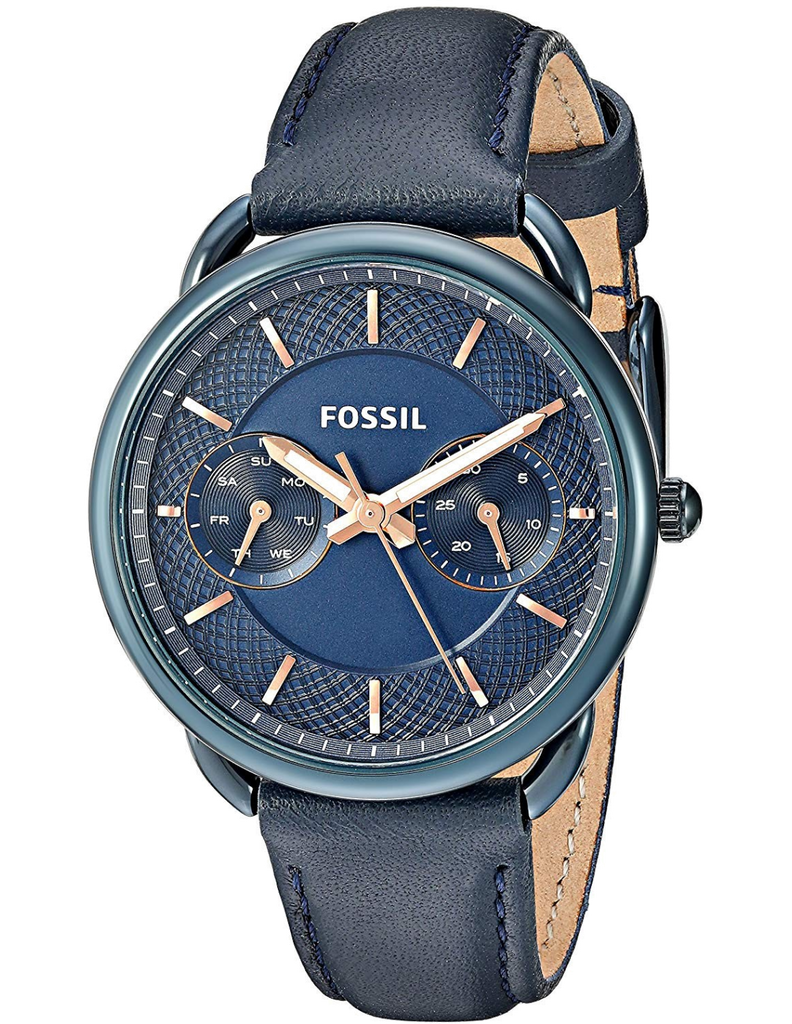 Fossil Tailor Blue Dial Blue Leather Strap Watch for Women