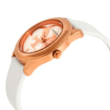 Guess G Twist White & Gold Dial White Silicone Strap Watch For Women - W0911L5