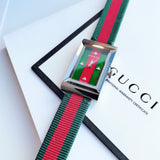 Gucci G-Frame Mother of Pearl Dial Two Tone Nylon Strap Watch For Women - YA147404