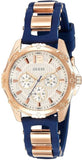 Guess Interpid White & Rose Gold Dial Blue Silicone Strap Watch For Women - W0325L8