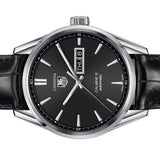 Tag Heuer Carrera Automatic 41mm Black Dial Black Leather Strap Watch for Men - WAR201A.FC6266