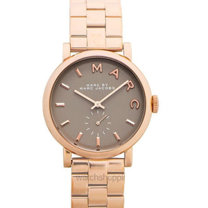 Marc Jacobs Baker Brown Dial Rose Gold Stainless Steel Strap Watch for Women - MBM8632