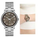 Marc Jacobs Baker Brown Dial Silver Stainless Steel Strap Watch For Women - MBM3329