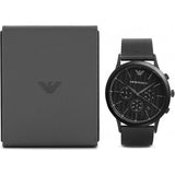 Emporio Armani Renato Chronograph Black Dial Black Mesh Bracelet Watch For Men