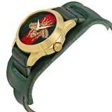 Gucci G Timeless Red Green Dial Green Leather Strap Watch For Women - YA126545