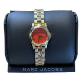 Marc Jacobs Henry Dinky Orange Dial Gold Stainless Steel Strap Watch for Women - MBM3202