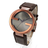Gucci Interlocking Iconic Brown Dial Brown Leather Strap Watch For Women - YA133207
