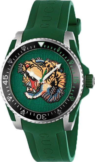 GUCCI 腕時計　ダイブ　タイガー GUCCI DIVE TIGER EMBROIDERED RED AND BLUE 45MM QUARTZ WATCH