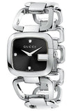 Gucci G Gucci Diamonds Black Dial Silver Steel Strap Watch For Women - YA125406