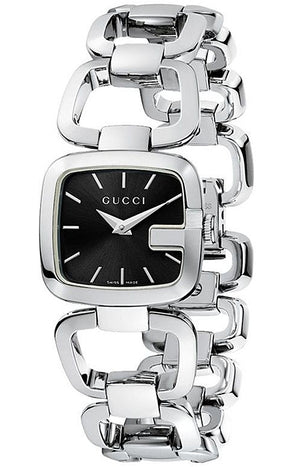 Gucci G Gucci Black Dial Silver Steel Strap Watch For Women - YA125510