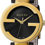 Gucci Interlocking Special Edition Grammy Black Dial Black Leather Strap Watch For Men - YA133208