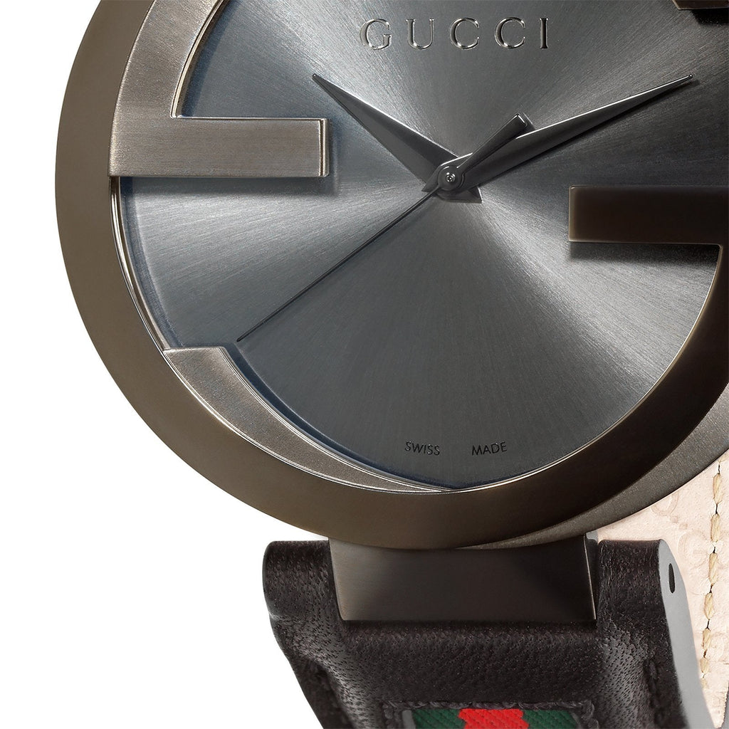 Ejemplo asignación Opcional Gucci Interlocking XL Analog Black Dial Watch For Mens