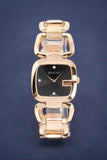 Gucci G Gucci Diamonds Black Dial Rose Gold Steel Strap Watch For Women - YA125409
