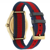 Gucci G Timeless Bee Red & Blue Dial Red Two Tone Nylon Strap Watch For Men - YA1264061