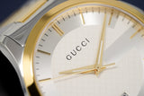 Gucci G Timeless Silver Dial Two Tone Steel Strap Watch For Men - YA126474