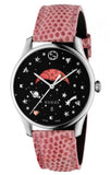 Gucci G-Timeless Moonphase Black Dial Pink Leather Strap Watch For Women - YA1264046